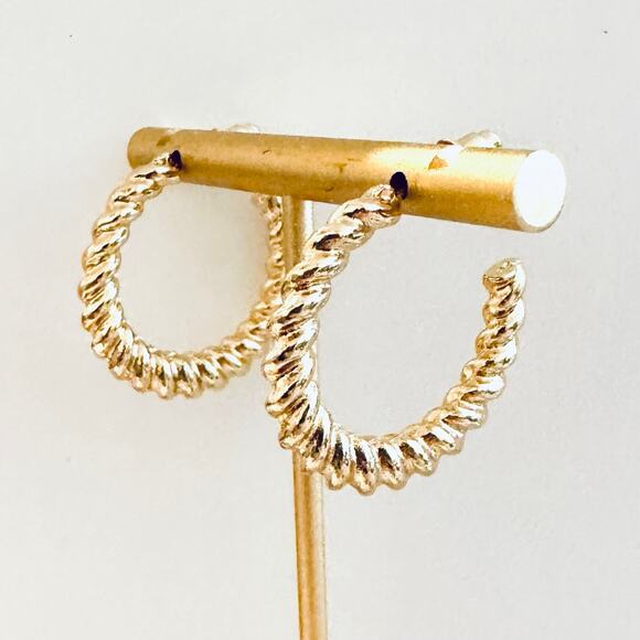 Gold hoop twist earrings - Picture 1 of 3